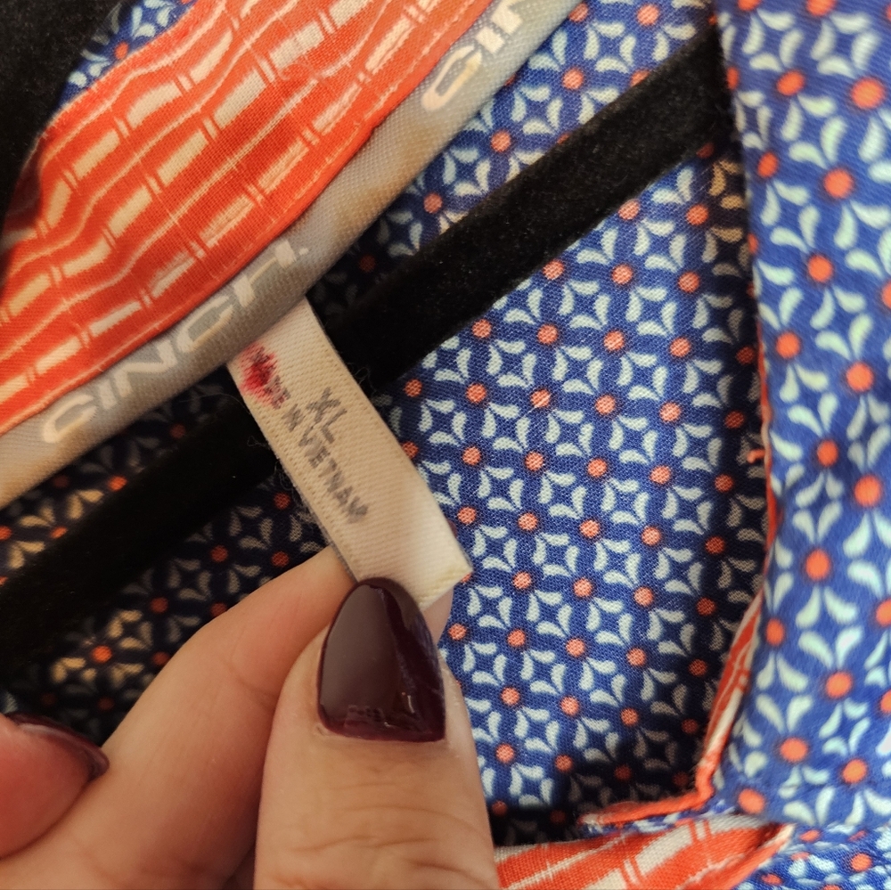 Cinch Blue and Orange Pattern Western Button Down Shirt - Picture 7 of 11